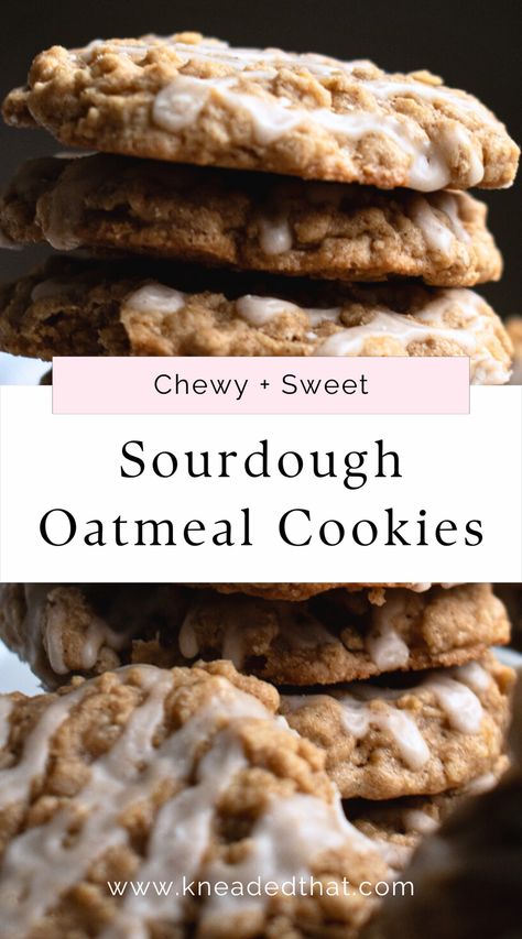 Sweet, chewy, and full of flavor sourdough discard oatmeal cookies. The perfect Easter or Mother's Day cookie! Sourdough Discard Recipes Easter, Discard Oatmeal Cookies, Quick Sourdough Discard Dessert, Sourdough Easter Desserts, Oatmeal Sourdough Cookies, Sourdough Discard Deserts, Sourdough Discard Oatmeal Cookies, Discard Sourdough Cookies, Easter Sourdough Recipes