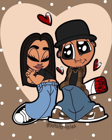 I Love Morenos Pfp, Chicano Couple Drawing Cartoon, Cute Couple Drawings Cartoon Easy, Chicana Art Drawing Easy, Cholo Couple Drawing, Cholo Couple Painting, Cartoon Couple Painting, Chicano Drawings Couples, Couple Cartoon Drawings