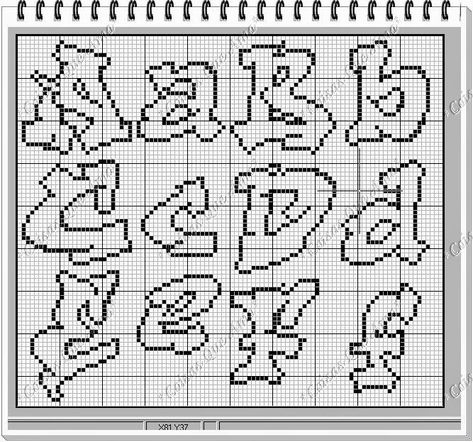 Abc Font, Plastic Canvas Letters, Lettering Styles Alphabet, Graph Paper Designs, Cross Stitch Alphabet Patterns, Cross Stitch Fonts, Cross Stitch Letters, Graph Paper Art, Geometric Drawing