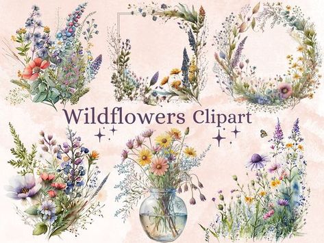 Bouquet Clipart, Flower Clip Art, Witch Clipart, Flowers Clipart, Wildflower Bouquet, Contemporary Designs, Create Your Own Invitations, Flower Clipart, Art Bundle