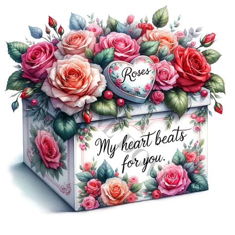 Gift Box Clipart, Box Clipart, Abraham And Sarah, Valentines Gift Box, Website Graphics, Craft Stash, My Funny Valentine, Digital Planners, Watercolor Rose