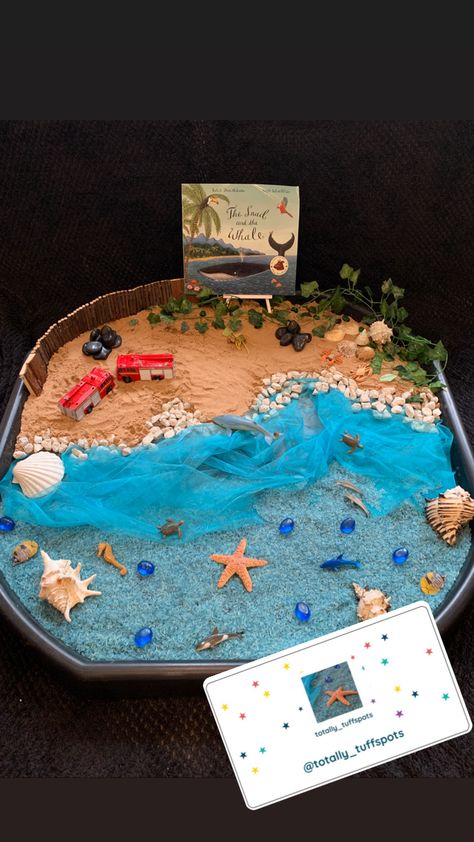 Sea Themed Tuff Tray, World Book Day Tuff Tray, The Snail And The Whale Activities Eyfs, Ocean Tuff Tray, World Ocean Day Activities For Kids, Snail And The Whale Activities, Whale Activities For Kids, Sea Tuff Tray, Under The Sea Tuff Tray