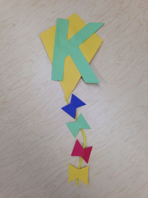 K is for Kite craft Letter K Kite, K Is For Kite, Kites Preschool, Letter K Crafts, Kite Craft, Letters Activities, March Preschool, Letters Craft, Preschool Skills