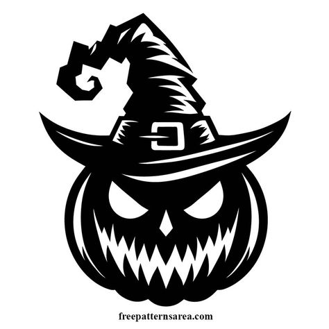 Spooky Halloween Pumpkin in Witch Hat Vector Image Cut Pumpkin, Pumpkin Silhouette, Clown Drawing, Etching Designs, Halloween Pumpkin Crafts, Image Halloween, Pumpkin Vector, Scary Clown, Hat Vector