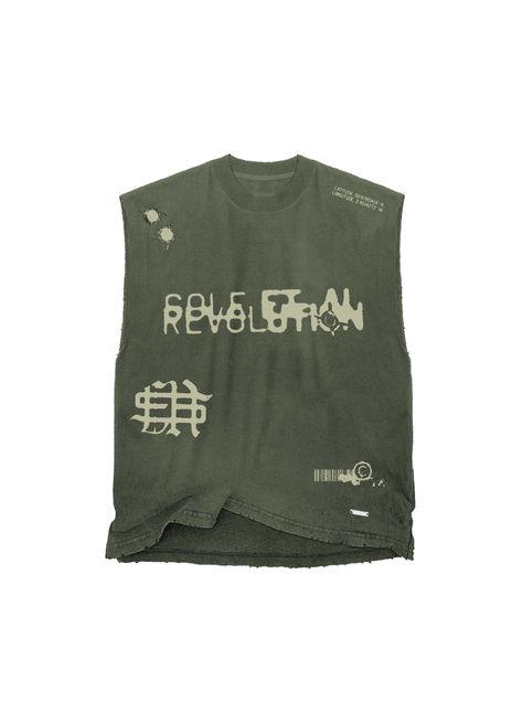 A SS revolutionary campaign designed to empower and inspire- a unique blend of luxury high-end fashion and streetwear that draws inspiration from the power of social revolution and the idea of fighting in unison for a better world. Transforming bold graphics, edgy silhouettes, and unique details into luxury streetwear; each piece is manufactured to ensure both durability and comfort. The Revølutiøn sleeveless Tee is heavyweight and durable, finished with the Revolutionary motif and branding. The Graphic Sleeveless Tees, Graphic Outfit Ideas, Streetwear Branding, Gym Tshirt Design, Streetwear Graphics, Minimal Shirt Design, Minimal Streetwear, Designer Graphic Tees, Apparel Design Inspiration