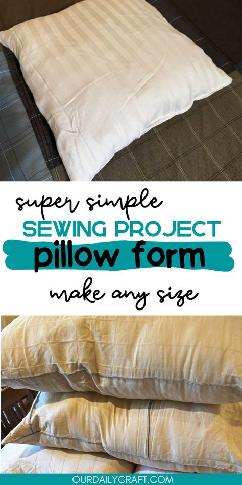 how to sew a pillow form tutorial Homemade Pillows, Make A Pillow, Daily Crafts, Homemade Paint, Diy Pillow, Pillow Cases Diy, Big Pillows, Material Things, Old Pillows