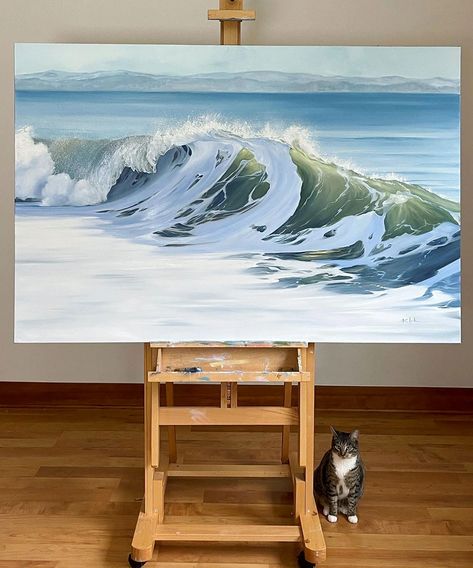 Illustration Practice, Water Paintings, Ocean Wave Painting, Ocean Waves Art, Oil Painting Gallery, Washington Coast, Water Illustration, Ocean Shores, Fine Art Painting Oil