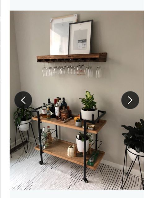 Bar Cart Neutral, Bar Cart In Kitchen, Alcohol Cart, Apartment Stuff, Kitchen Corner, Future Apartment, Living Room Inspo, Room Inspo, Bar Cart