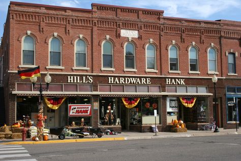 Charming Wabasha on a day in October | Minnesota Prairie Roots Hardware Store Exterior, Caramel Turtles, Homemade Tomato Basil Soup, Christmas In Connecticut, River Town, Cozy Mystery Series, Basil Soup, Small Town America, Building Signs