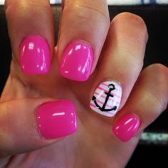 Anchor Nail Designs, Anchor Nail Art, Anchor Nails, Cruise Nails, Nautical Nails, Beach Nail Designs, Pretty Nail Designs, Vacation Nails, Toe Nail Designs