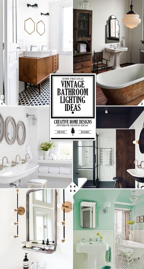 Style Guide: Vintage Bathroom Lighting Fixtures and Ideas Bathroom Lighting Over Mirror Vintage, Vintage Bathroom Lights, Retro Bathroom Ideas Vintage, Vintage Bathroom Light Fixtures, Vintage Bathroom Mirrors, Bronze Mirrors, Vintage Bathroom Lighting, Industrial Bathroom Lighting, Rustic Bathroom Lighting