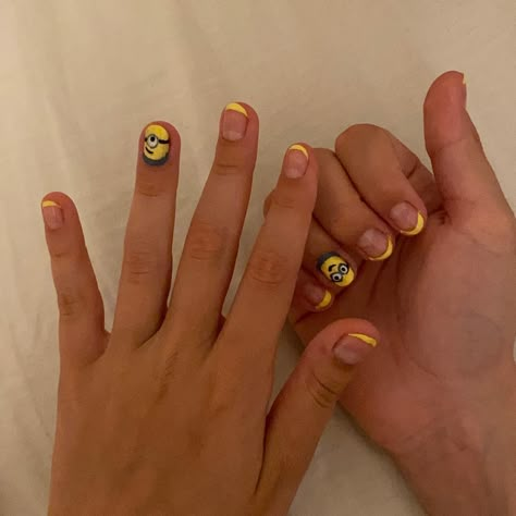 Minions Nails, Minion Nails, Minion Theme, Sleepover Things, Short Gel Nails, Disney Outfit, Sleepover Things To Do, Dream Nails, Cute Nail Designs