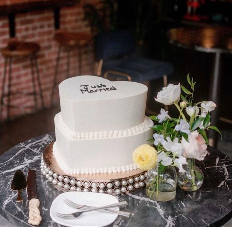 Simple White 3 Tier Wedding Cake, Plain Wedding Cake, Just Married Wedding Cake, Plain Wedding Cakes, Just Married Cake, Wedding Cake Two Tier, Married Cake, Two Tier Wedding Cake, Wedding Styles Themes