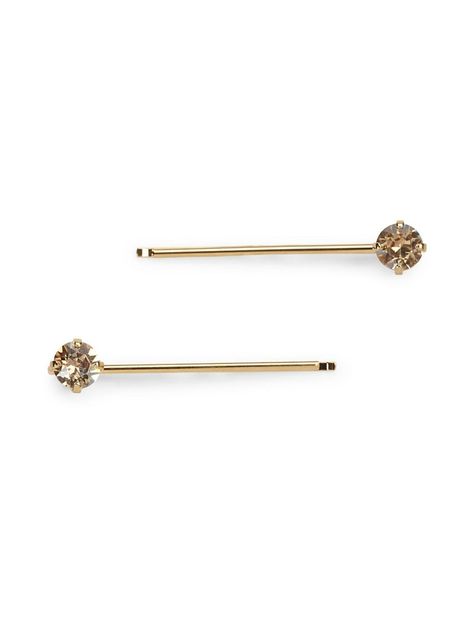 L. Erickson Little Gem Bobby Pin in Golden Shadow Gold - $ 28.00 Gifts Board, Golden Shadow, Women's Headwear, Bobby Pin, Metal Pins, Swarovski Crystal, Bobby Pins, Swarovski Crystals, Brooches