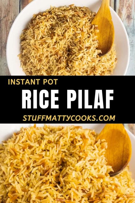 Flavoured Rice Instant Pot, Instant Pot Persian Rice, Insta Pot Rice Pilaf, Instapot Rice Pilaf, Instant Pot Rice Side Dish, Instant Pot Rice Pilaf Recipes, Rice Pilaf Recipe Easy Instant Pot, Orzo Instant Pot, Rice Pilaf Instant Pot