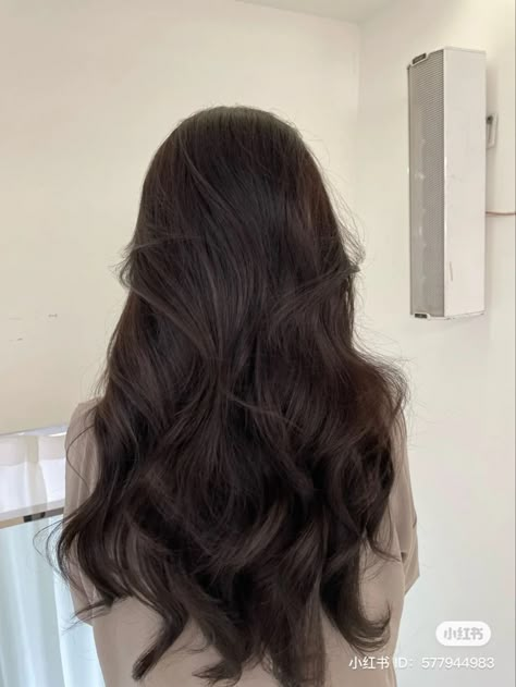 Hair Inspo Aesthetic, Asian Brown Hair, Brunette Ideas, Aesthetic Brunette, Deep Brown Hair, Dark Chocolate Brown Hair, Pelo Cafe, Brown Wavy Hair, Hair Color Asian