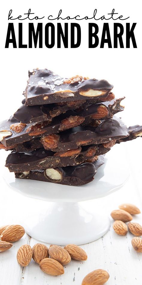 Keto Chocolate Bark, Dark Chocolate Almond Bark, Almond Bark Recipes, Low Carb Candy, Keto Holiday Recipes, Keto Baking, Keto Diets, Keto Candy, Snacks Easy