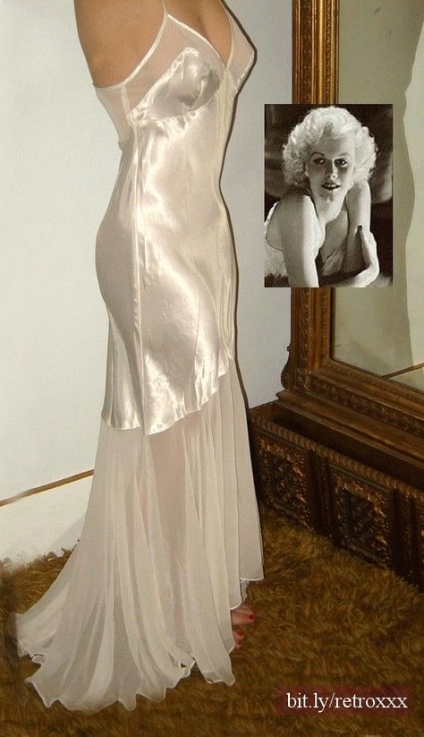 Vintage Negligee Photos | Vintage Hollywood Glamour Negligee Gown Jean by junkstorebaron Vintage Sleeping Gown, Vintage Hollywood Dresses, Silk Negligee, Vintage Negligee, Vintage Sleepwear, Negligee Dress, Vintage Loungewear, Gowns Vintage, Hollywood Vintage