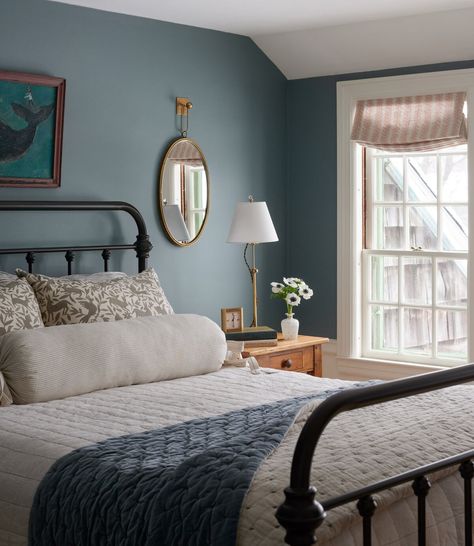 Portfolio - Drumlin House Blue Cottagecore Bedroom, Modern Cottage Bedroom, Cottage Core Bedroom, Blue Cottagecore, Cottagecore Bedroom, Cosy Bedroom, Blue Cottage, Cottage Bedroom, Modern Cottage