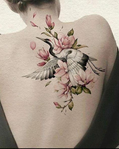 Boss Tattoo, Bird Tattoos Arm, Protection Tattoo, Crane Tattoo, Japanese Flower Tattoo, Japanese Crane, Tattoo Feminina, Japanese Tattoo Art, Nature Tattoos