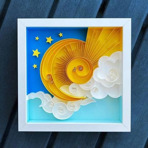 How to Build a Successful Quilling Business includes this quilled sun and moon framed art by Sena Runa Arte Quilling, Paper Quilling For Beginners, Paper Crafts Magazine, Paper Art Design, Quilling Work, Paper Quilling Patterns, Quilled Creations, Quilling Ideas, Quilling Paper Craft