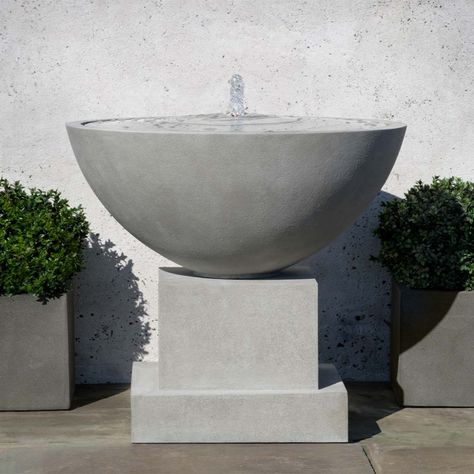 Darien Plinth Fountain | shop-campania Patio Fountain, Modern Fountain, Campania International, French Limestone, Stone Fountains, Outdoor Fountain, Bronze Patina, Fountains Outdoor, Cast Stone