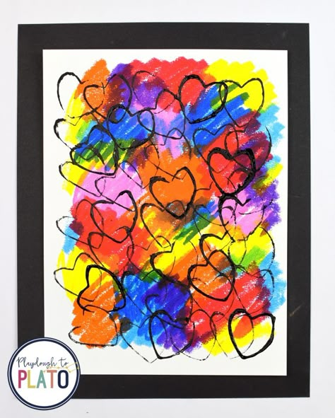 Colorful Hearts - Playdough To Plato Heart Art Lessons For Elementary, Valentines Stem, Designing Sketches, Valentines Art Lessons, Colorful Activities, Tempera Paint Sticks, Sticks Art, Heart Art Projects, Playdough To Plato