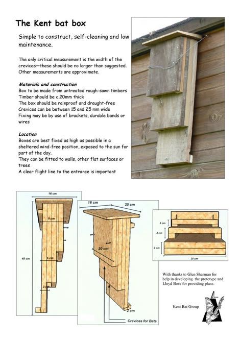 The Green Heart Den is planning to make several bat boxes with assistance from Central and Hindpool Junior Wardens. This work will form part... Bat House Diy, Build A Bat House, Bat House Plans, Bat Boxes, Bat Box, Bat House, Bird House Plans, House Template, Bird Boxes