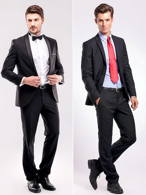 Tuxedo vs suit full length differences Tux Vs Suit Wedding, Tux Vs Suit, Suit Vs Tuxedo, Tuxedo Styles, Tux Shirt, Take The Chance, Tuxedo Coat, Men's Tuxedo, Tuxedo Accessories