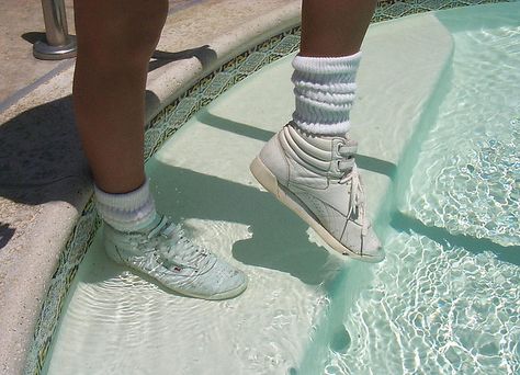 Why not wear 'em in the pool....I would! Reebok Freestyle, Neon Shorts, Pumped Up Kicks, Trigger Happy Havoc, Reebok Classic, Hummel Sneaker, Outfits Casuales, Cute Shoes, Swimming Pool