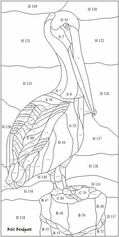 Pelican Quilt Pattern, Pelican Stained Glass Pattern, Stained Glass Pelican, Pelican Art Painting, Bill Blodgett Patterns, Free Mosaic Patterns Templates Design, Pelican Pattern, Intarsia Wood Patterns, Pelican Art