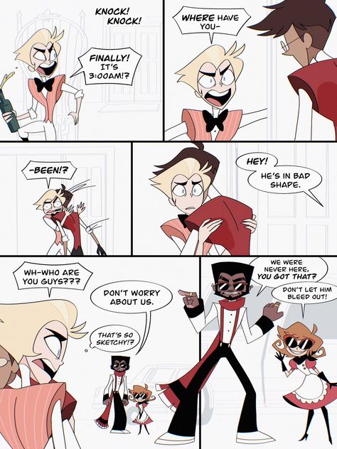 Credit to notherpuppet on X Hotel Trivago, H Hotel, Monster Hotel, Alastor Hazbin Hotel, Cat Character, Vivziepop Hazbin Hotel, Hotel Art, Cute Comics, Illustration Character Design