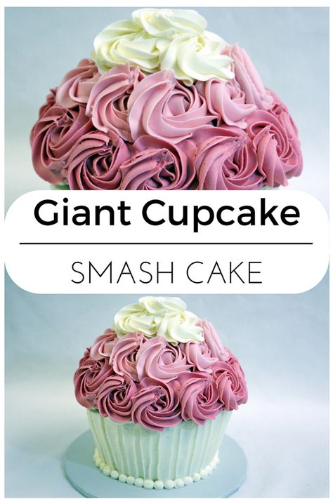 Giant Cupcake Smash Cake, Huge Cupcake, Cupcake Smash Cake, Cupcake Smash Cakes, Cake Outfit, First Birthday Cupcakes, Nautical Cake, Buyable Pins, Cake Decorating For Beginners