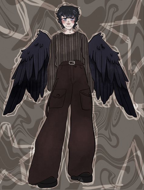 My raven/human hybrid oc hes a sweet little guy Bird Human Oc, Raven Oc, Demi Human Oc, Bird Human Hybrid Character Design, Raven Human Hybrid, Bird Hybrid Oc, Raven Hybrid Human, Crow Person, Hybrid Oc