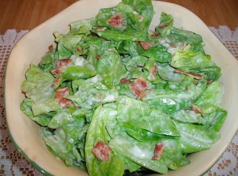 Wilted Lettuce Salad Bacon, Wilted Lettuce Salad, Tuna Egg Salad, Salad Bacon, Salad Photo, Lettuce Salad Recipes, Lettuce Recipes, Wilted Lettuce, Broccoli Cauliflower Salad