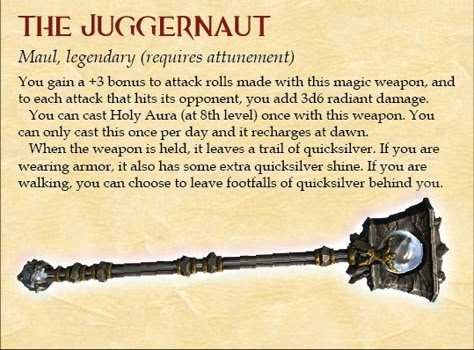 Juggernaut maul Maul Dnd 5e, Mace Dnd, Dnd Magic Mace, Dnd Magic Items Maul, Dnd 5e Wondrous Items, Dnd 5e Cursed Magic Items, Weaponized Instrument Dnd, Dungeons And Dragons 5e, Dnd Classes