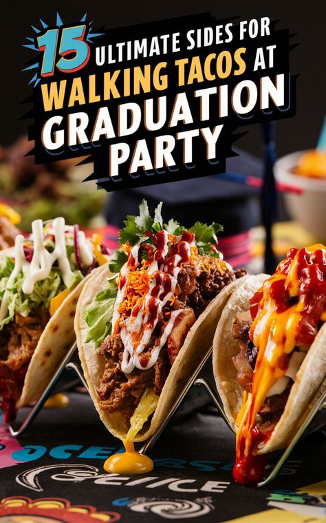 🎓🍉 Take your graduation party to the next level with these mouthwatering side dishes to complement your walking tacos! #graduationparty #walkingtacos #partyfood Spicy Buffalo Chicken, Walking Tacos, Taco Fillings, Nachos Beef, Spicy Beef, Spicy Shrimp, Best Side Dishes, Party Menu, Grilled Vegetables