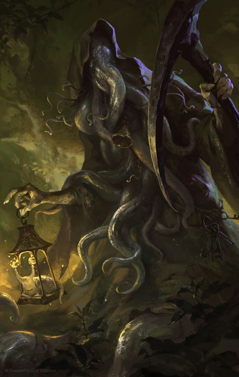 ArtStation - Octopus wizard, Zhuoxin Ye Lovecraft Monsters, Lovecraft Art, Cthulhu Art, Lovecraftian Horror, Dark Creatures, Eldritch Horror, Monster Characters, Horror Monsters, Cosmic Horror