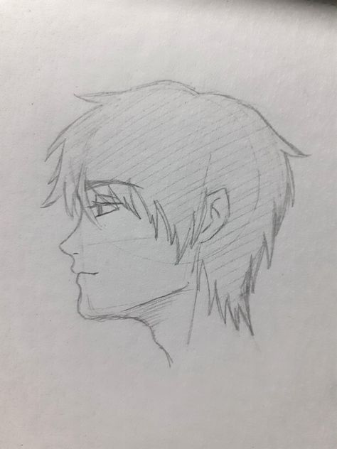 A side view sketch of a boy. Drawing Side View, Side View Drawing, View Drawing, Boy Sketch, Boy Drawing, Character Sketch, Side View, Anime Drawings, Anime Guys