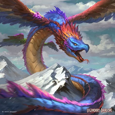 Feathered Serpent, Legendary Dragons, Mythical Animal, Fantasy Beasts, 다크 판타지, Dragon Pictures, Creature Drawings, Monster Concept Art, Green Dragon