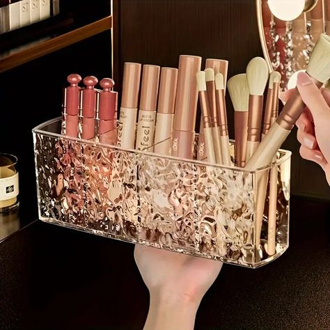 Makeup Organizer Large Capacity Bathroom Storage Rack Multi - Temu Perfume Storage, Lipstick Brush, Acrylic Organizer Makeup, Brush Storage, Makeup Storage Box, Makeup Brush Organization, Makeup Brush Storage, Makeup Brush Holder, Cosmetic Display