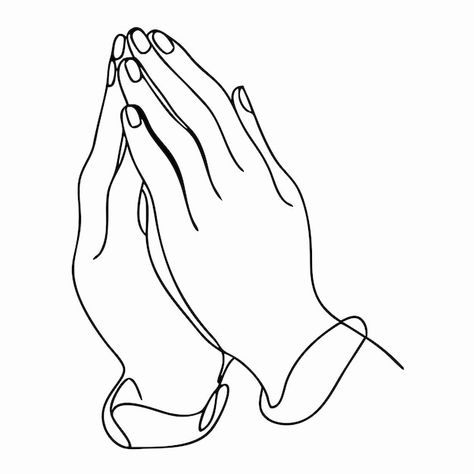 Hands Praying Drawing, Praying Drawing, Drawing Of Hands, Prayer Line, Art Vector Illustration, Single Line Drawing, Line Art Vector, Single Line, Drawing Reference