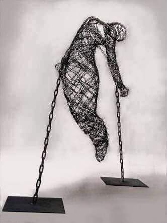 Set her Free We have Women’s Spirit chained to a book  chained to a story  that never happened History Truth is a perpetual lie Reverse the curse  Snakes don’t talk Just say No  My Heart won’t let me believe that Story  #Histrology & Itshelbydunn.com Set Her Free Freedom Sculpture, Freedom Artwork, Sculpture Art Clay, Deep Art, Wire Sculpture, London Art, Sculpture Installation, Figurative Sculpture, Modern Sculpture