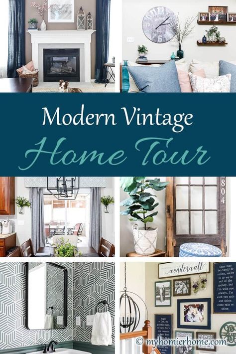 If you love a mix of modern and vintage, this is the home tour for you! See how we purposefully mix old with the new in this Modern Vintage Home Tour. Come on in! #modernvintage #hometour #cozyrustichometour #modernvintagehometour Using Antiques In Modern Home, Vintage Style Home Decor Interior Design, Modern Vintage Decor Interior Design, Vintage Contemporary Decor Living Room, Vintage Modern Design, Vintage Modern Home Decor, Vintage Modern Decor Living Room, Old Modern House Interior Design, Old And New Decor Mixing