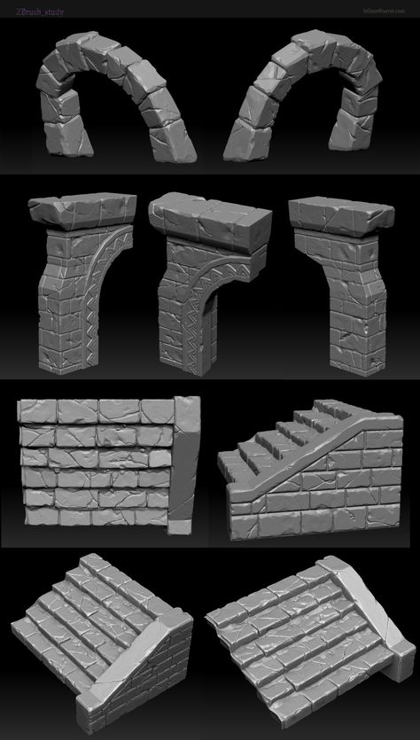 Maya Modeling, 3d Modeling Tutorial, Digital Sculpting, Stone Stairs, Isometric Art, Low Poly Art, Game Concept Art, 3d Modelling, Environment Design