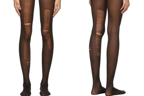 Gucci distressed tights, cheaper solutions. As if. Gucci Tights, Ripped Tights, Plastic Raincoat, Grunge Dress, Gucci Logo, Fishnet Stockings, Off Black, Black Tights, Fashion History