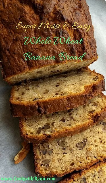 Whole Wheat Banana Bread|Cake is super moist bread and is made very easily without any special equipment or mixer. Just combine the dry and wet ingredients and you are done. Try this healthy Banana Bread for Breakfast or enjoy it as a dessert. Wheat Banana Bread Recipe, Moist Bread, Bread For Breakfast, Whole Wheat Banana Bread, Banana Bread Cake, Banana Splits, Flours Banana Bread, Wheat Recipes, Healthy Banana Bread