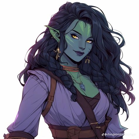 Verdan Dnd, Dnd Pirate Character Design, Green Tiefling, Female Half Orc, Pirate Illustration, Sci Fi Character Art, Npc Art, Half Orc, Dnd Character Art