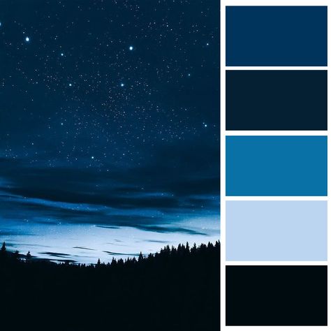 Blue Sky Colour Palette, Starry Night Color Pallete, Starry Night Color Scheme, Monochrome Blue Palette, Night Aesthetic Color Palette, Starry Night Colour Palette, Night Blue Color Palette, Starry Night Wedding Color Palette, Midnight Colour Palette