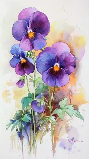 ↑↑↑ Larger size on website 🔸 The watercolor painting depicts a cluster of purple pansies with yellow centers, set against a soft, Pansy Painting, Pansy Watercolor, Wildflower Wall, Purple Pansies, Flower Sign, Purple Pansy, Flower Painting Canvas, Sign Wall Decor, Wall Art Metal